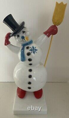 RARE Vintage Royalite Rosbro Snowman Candy Container Christmas Plastic WITH PIPE