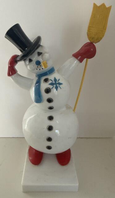 Rare Vintage Royalite Rosbro Snowman Candy Container Christmas Plastic With Pipe