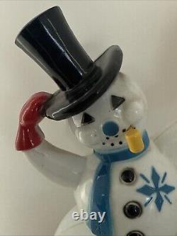 RARE Vintage Royalite Rosbro Snowman Candy Container Christmas Plastic WITH PIPE