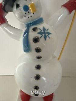 RARE Vintage Royalite Rosbro Snowman Candy Container Christmas Plastic WITH PIPE