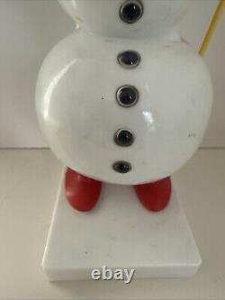 RARE Vintage Royalite Rosbro Snowman Candy Container Christmas Plastic WITH PIPE