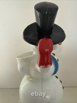 RARE Vintage Royalite Rosbro Snowman Candy Container Christmas Plastic WITH PIPE