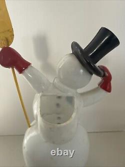 RARE Vintage Royalite Rosbro Snowman Candy Container Christmas Plastic WITH PIPE