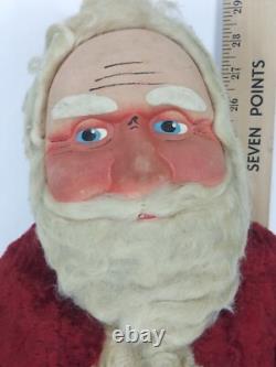 RARE Vtg 28 Plush Santa 30/40s. Handpainted Molded Fabric Mask. Mohair. Germany