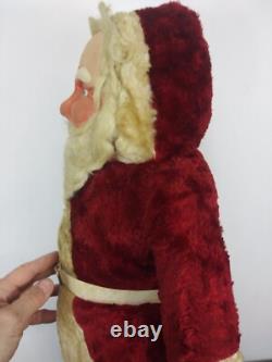 RARE Vtg 28 Plush Santa 30/40s. Handpainted Molded Fabric Mask. Mohair. Germany