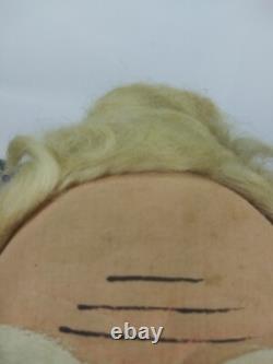 RARE Vtg 28 Plush Santa 30/40s. Handpainted Molded Fabric Mask. Mohair. Germany