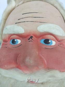 RARE Vtg 28 Plush Santa 30/40s. Handpainted Molded Fabric Mask. Mohair. Germany