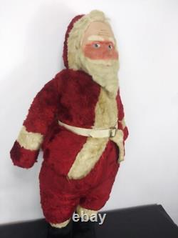 RARE Vtg 28 Plush Santa 30/40s. Handpainted Molded Fabric Mask. Mohair. Germany