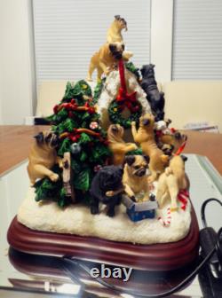 RARE and Retired Danbury Mint PUG CHRISTMAS DOGHOUSE