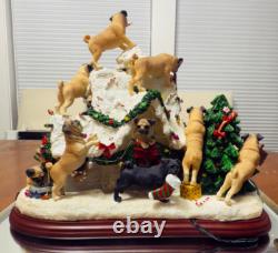 RARE and Retired Danbury Mint PUG CHRISTMAS DOGHOUSE