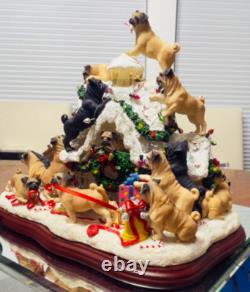 RARE and Retired Danbury Mint PUG CHRISTMAS DOGHOUSE