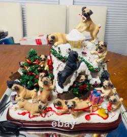 RARE and Retired Danbury Mint PUG CHRISTMAS DOGHOUSE