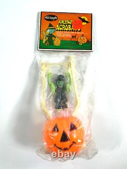 RARE vtg Halloween 80s 90s Fun World Acrobats Witch Pumpkin toy in Package