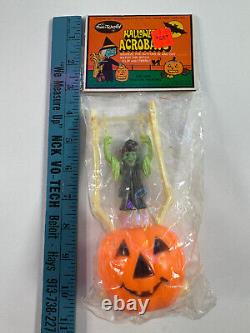 RARE vtg Halloween 80s 90s Fun World Acrobats Witch Pumpkin toy in Package