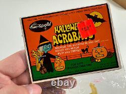 RARE vtg Halloween 80s 90s Fun World Acrobats Witch Pumpkin toy in Package