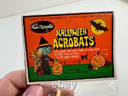 RARE vtg Halloween 80s 90s Fun World Acrobats Witch Pumpkin toy in Package