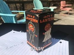 RARE w box VINTAGE SPRING LEGS HALLOWEEN PUMPKIN BATTERY Jack o LANTERN AMICO