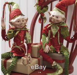 RAZ (2) Extra TALL Elves 30 Red & Green Set of 2 3202682 Christmas Elf