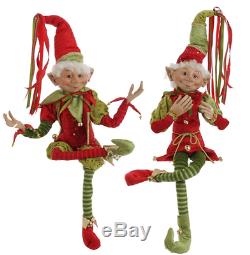 RAZ (2) Extra TALL Elves 30 Red & Green Set of 2 3202682 Christmas Elf