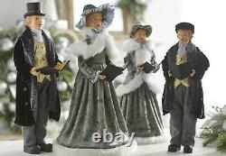 RAZ Imports 18 Carolers Set/4 Victorian Gray Black Gold Ivory Christmas NEW