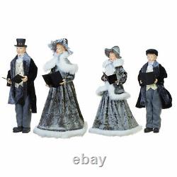 RAZ Imports 18 Carolers Set/4 Victorian Gray Black Gold Ivory Christmas NEW