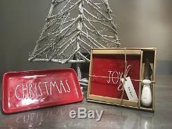 Rae Dunn Red CHRISTMAS Tray and red JOY Cheese Board! HARD TO FIND TOGETHER