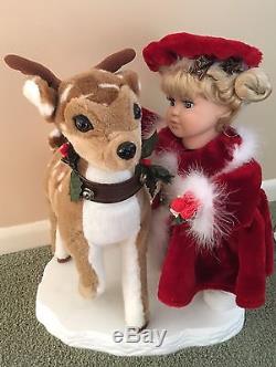 Rare Animated Christmas Porcelain Doll Emma with Reindeer SANTA'S BEST