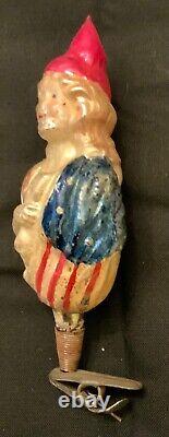 Rare! Antique German Glass Christmas Ornament Lady Liberty On Clip