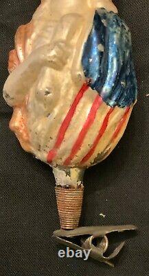 Rare! Antique German Glass Christmas Ornament Lady Liberty On Clip