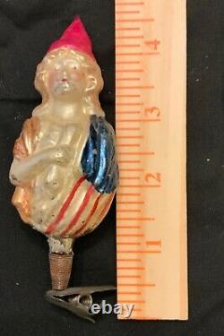 Rare! Antique German Glass Christmas Ornament Lady Liberty On Clip