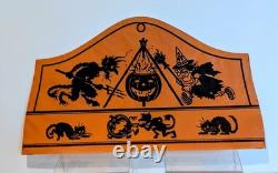 Rare Antique German Halloween Paper Party Hat 1920s Witch Devil Cauldron MINT