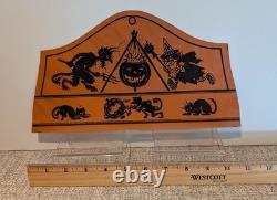 Rare Antique German Halloween Paper Party Hat 1920s Witch Devil Cauldron MINT