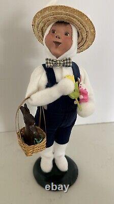 Rare Byers Choice Holiday Easter Boy Holding Easter Basket Chocolate Bunny