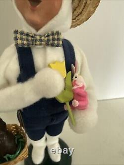 Rare Byers Choice Holiday Easter Boy Holding Easter Basket Chocolate Bunny