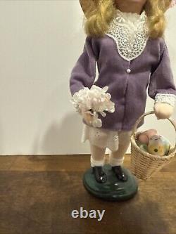 Rare Byers Choice Holiday Easter Girl Holding Easter Basket With Eggs & Flowers