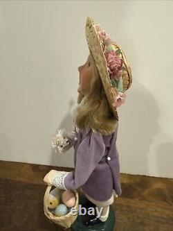 Rare Byers Choice Holiday Easter Girl Holding Easter Basket With Eggs & Flowers