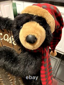 Rare Dan Dee Black Bear Welcome Display Holding Sled Wooden Stand 40 20+ Lbs