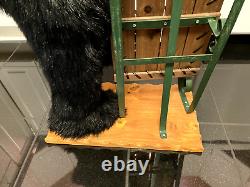 Rare Dan Dee Black Bear Welcome Display Holding Sled Wooden Stand 40 20+ Lbs