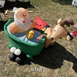 Rare Gemmy CHRISTMAS Animated Scrubbing Bath Hot Tub SANTA REINDEER inflatable Rare Gemmy CHRISTMAS Animated Scrubbing Bath Hot Tub SANTA REINDEER inflatable