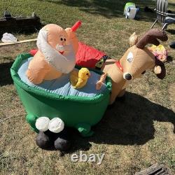 Rare Gemmy CHRISTMAS Animated Scrubbing Bath Hot Tub SANTA REINDEER inflatable Rare Gemmy CHRISTMAS Animated Scrubbing Bath Hot Tub SANTA REINDEER inflatable