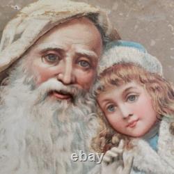 Rare German Victorian Era Christmas Die Cut Father Christmas /Snow Children