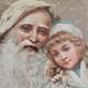 Rare German Victorian Era Christmas Die Cut Father Christmas /snow Children