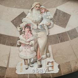 Rare German Victorian Era Christmas Die Cut Father Christmas /Snow Children