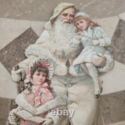 Rare German Victorian Era Christmas Die Cut Father Christmas /Snow Children