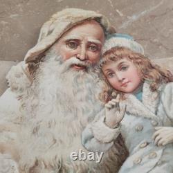 Rare German Victorian Era Christmas Die Cut Father Christmas /Snow Children
