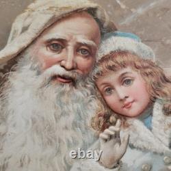Rare German Victorian Era Christmas Die Cut Father Christmas /Snow Children