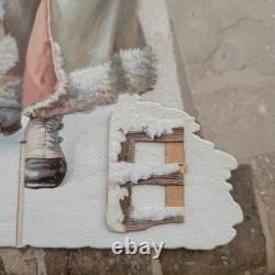 Rare German Victorian Era Christmas Die Cut Father Christmas /Snow Children