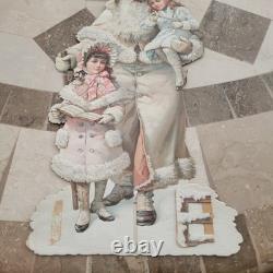 Rare German Victorian Era Christmas Die Cut Father Christmas /Snow Children