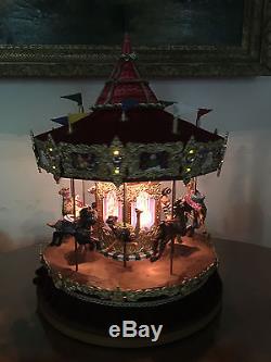 Rare Large Holiday Creations Red Velvet Carousel Musical Animated 21 Tall