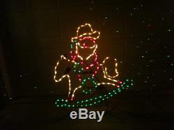 Rare Mr Christmas Animated Lighted Sculpture Santa on Rocking Horse